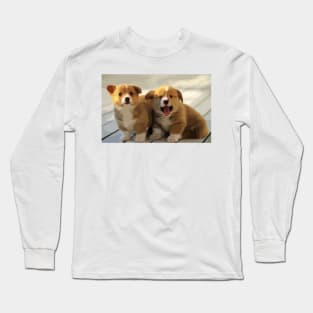 Corgi Puppies Digital Painting Long Sleeve T-Shirt